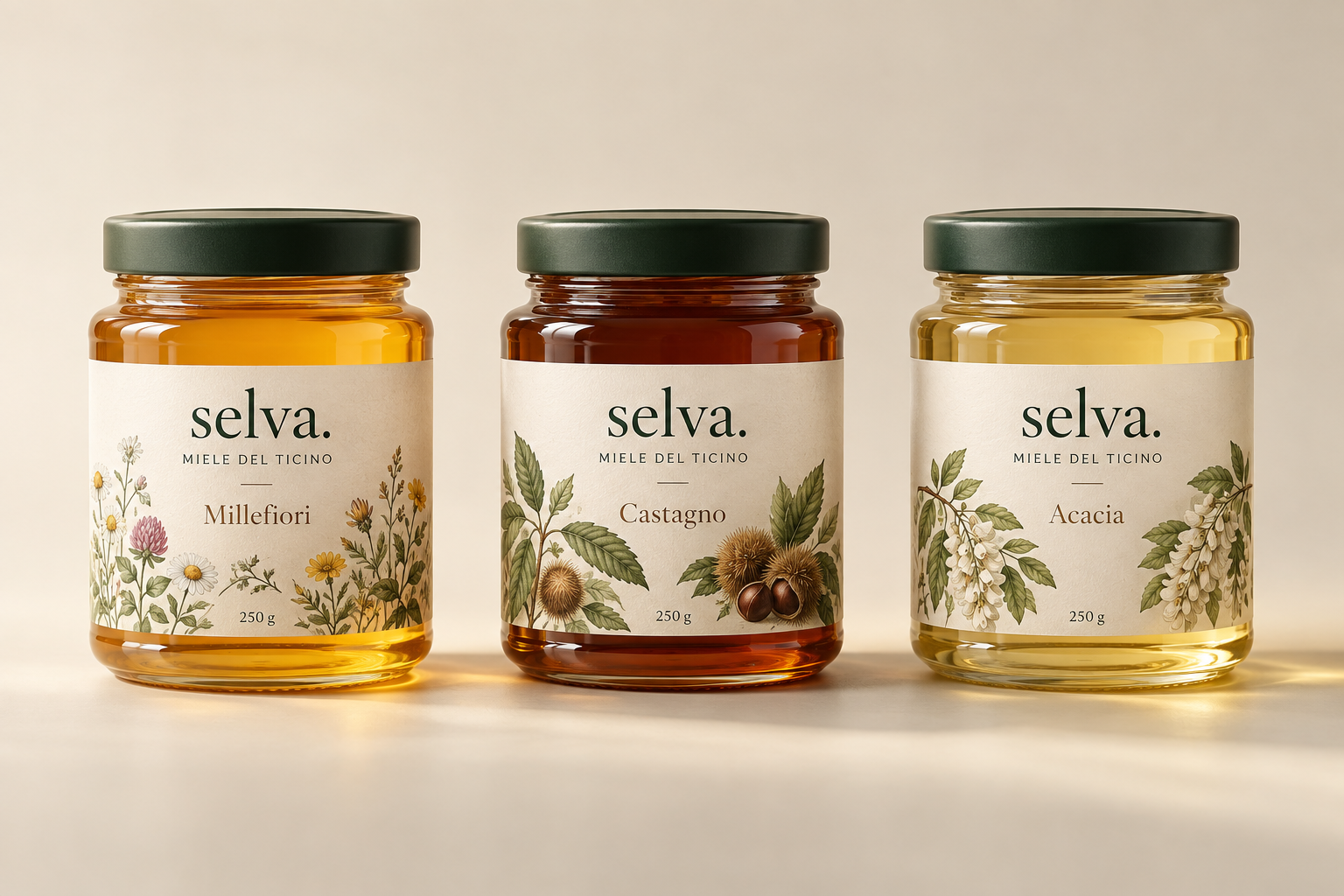 Confezione Selva Millefiori, vasetto da 250 g — immagine dimostrativa